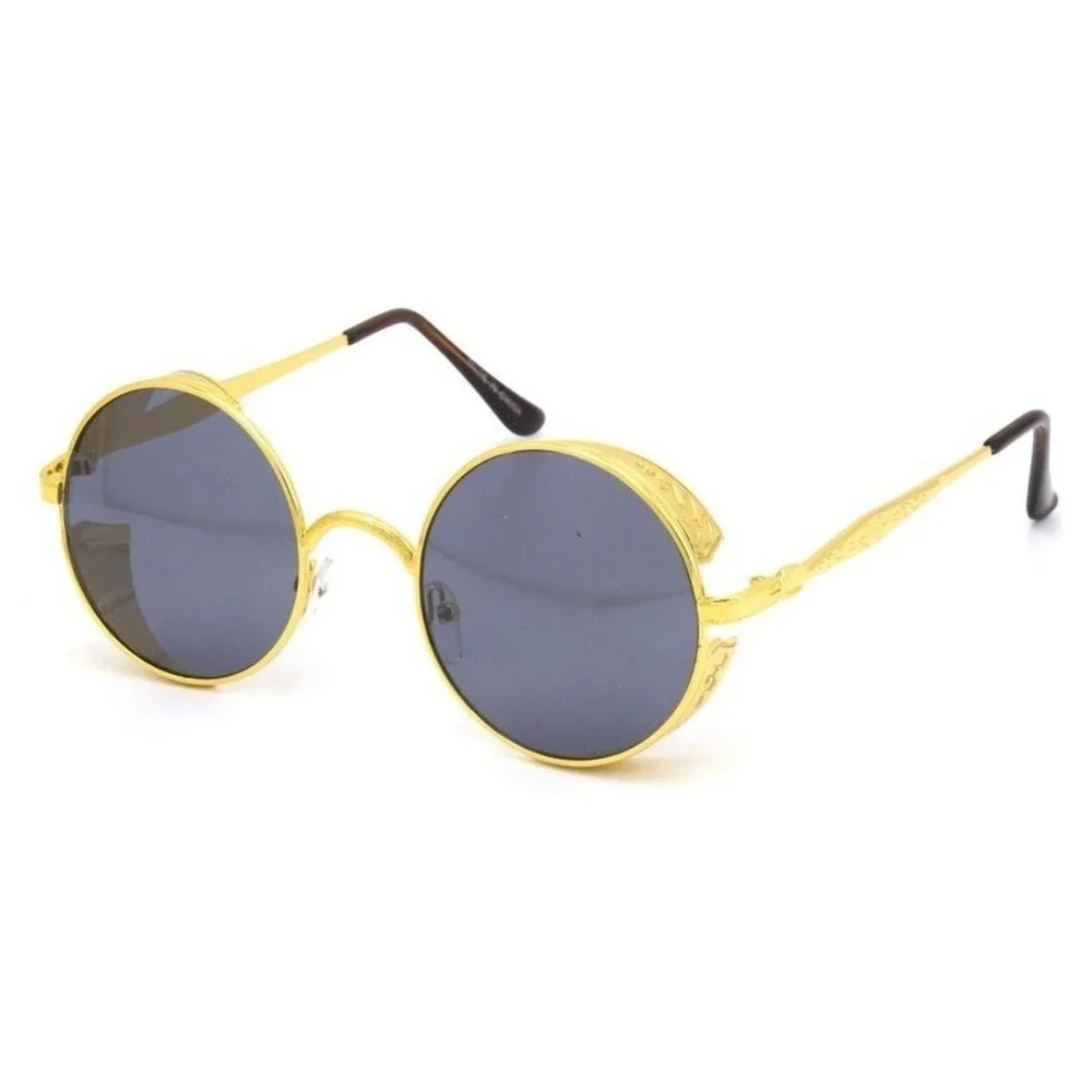 Vintage Round Steampunk Sunglasses‎ Women Men Circle Gothic Glasses Retro Metal